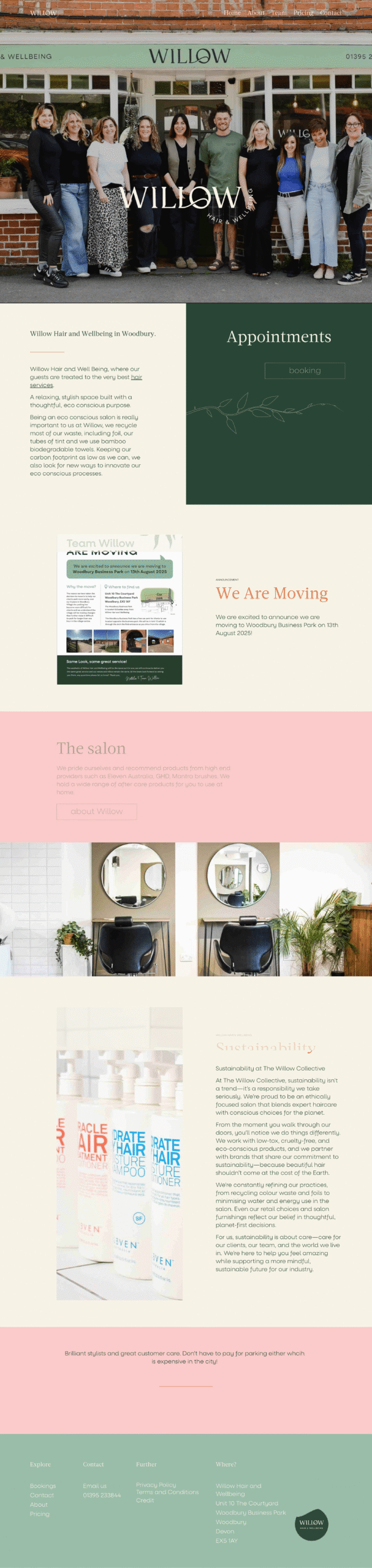 Willow Hair and Wellbeing website